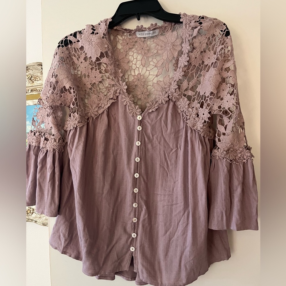 NWOT Purple Lace Blouse